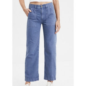 American Eagle Wide Leg Cropped Blue Jeans